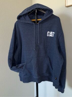 CAT Caterpillar Navy Logo Pullover Hoodie XL